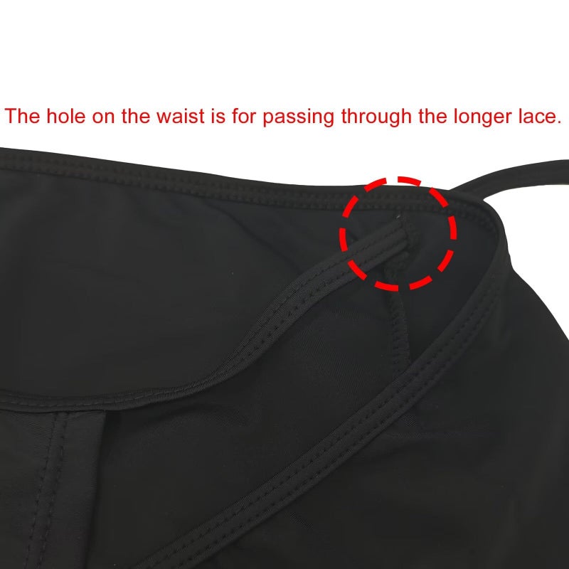 JadeRich Women's Overlapped Side Tie Sarong Wrap Skirt Beach Swimwear Tankini Bikini Cover-up (No Brief) Black - Image 4